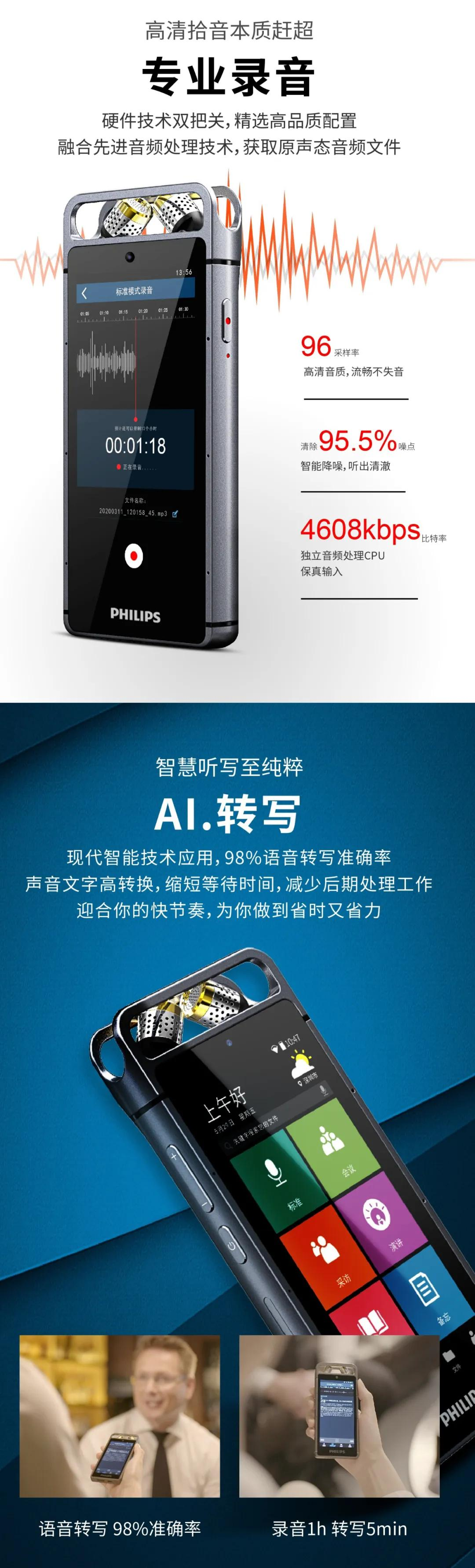 飞利浦高端智能(néng)录音「旗舰级96000Hz」，速来先睹為(wèi)快