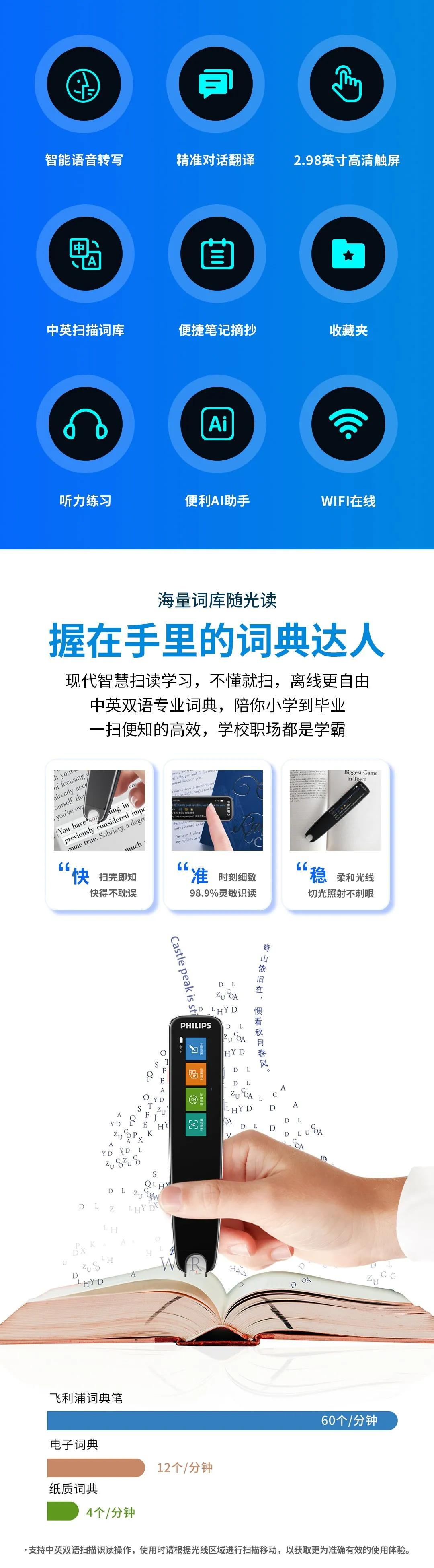飞利浦扫描词典筆(bǐ)VTR7300：一筆(bǐ)轻扫，學(xué)成无境