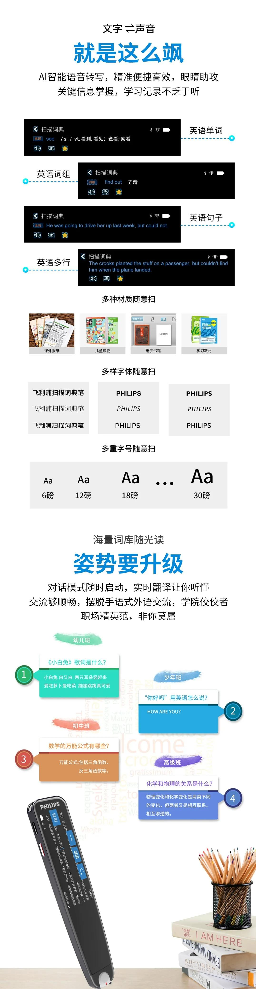 飞利浦扫描词典筆(bǐ)VTR7300：一筆(bǐ)轻扫，學(xué)成无境
